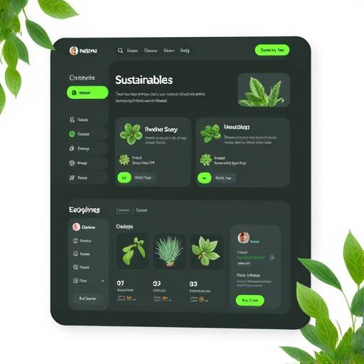 Moderne, gebruiksvriendelijke interface van een webplatform voor duurzame initiatieven, met groene accenten en duidelijke navigatie.
