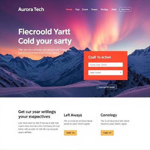 Overzicht van de homepage van Aurora Tech's website met een grote hero-image en duidelijke call-to-actions